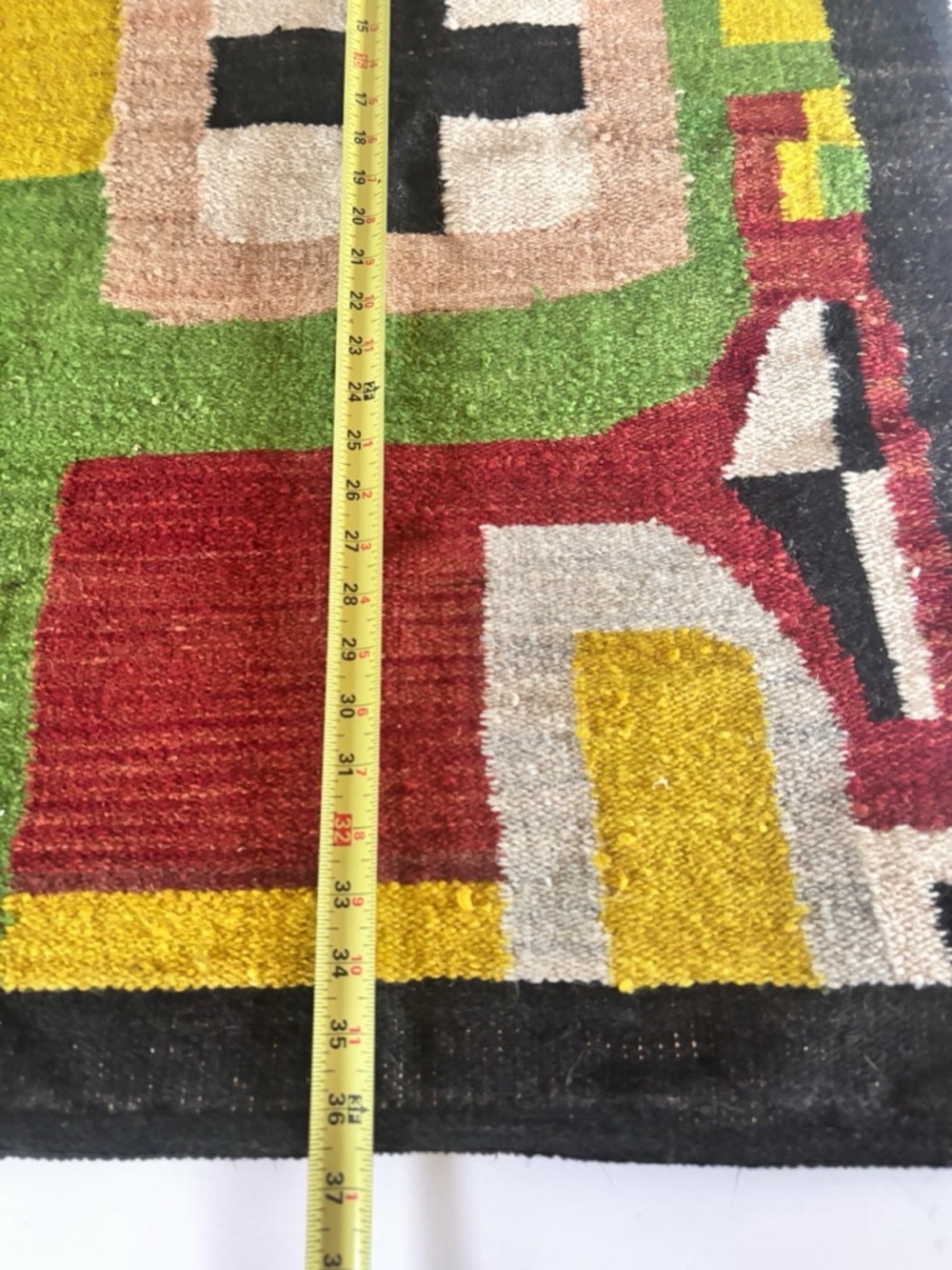Peruvian Wool Rug Handmade Geometric Textile Wall Decor Gift - Picture 2 of 4